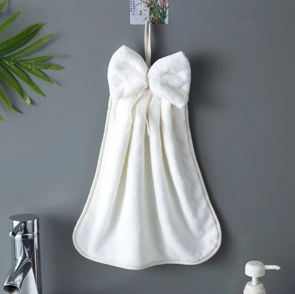 Bow Charm Coral Velvet Towels
