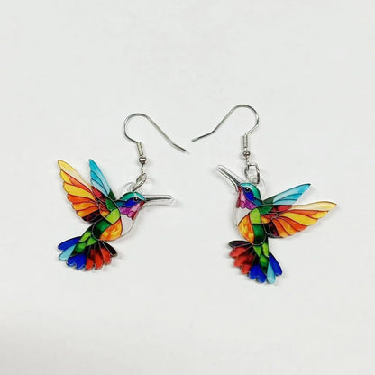 Stained Glass Hummingbird Earrings