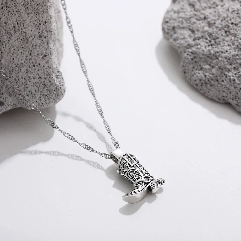 Vintage Cowgirl Boot Necklace