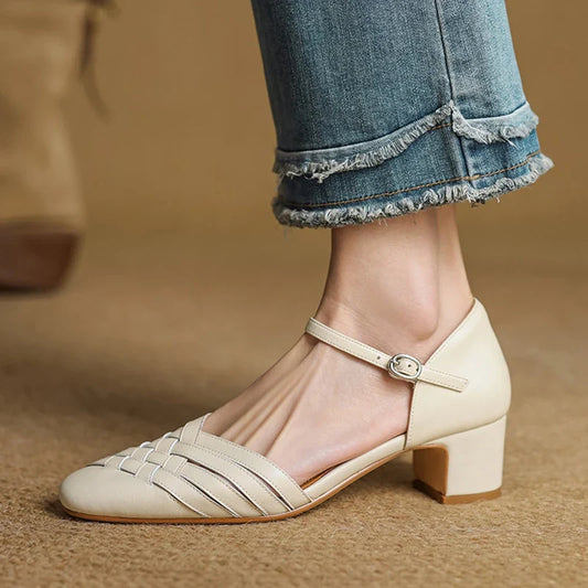 Éliane Leather Block Heels