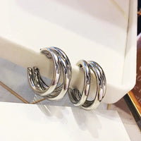 Silver-triple hoop
