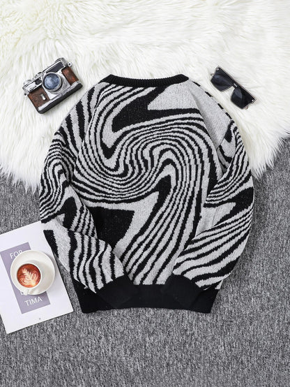 Swirlstorm Abstract Wool Pullover