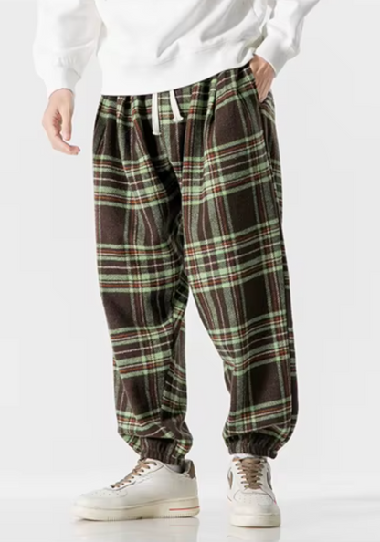 Leston Plaid Drawstring Sweatpants