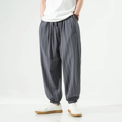 Laid-back Luxe Striped Trousers