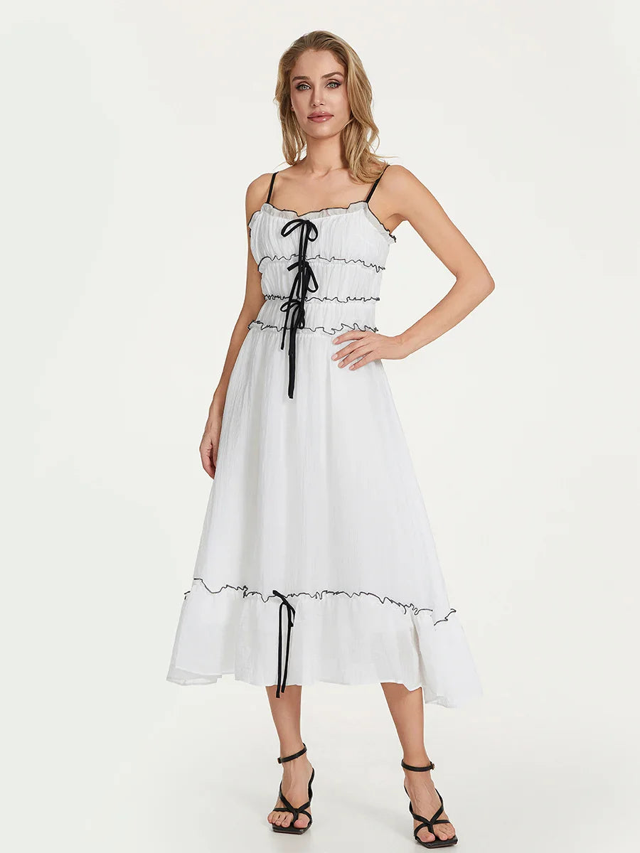 Clementine Frill Lace-up Dress