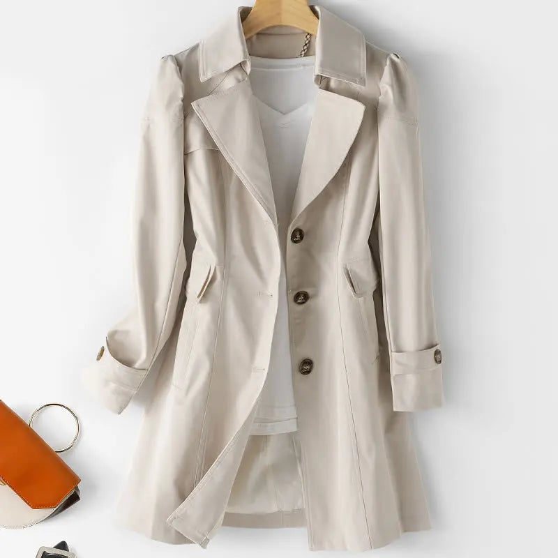 Lena Vaughn Open-Collar Trench Coat