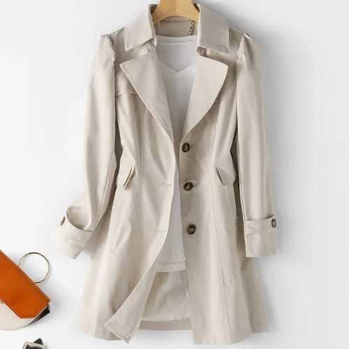 Lena Vaughn Open-Collar Trench Coat