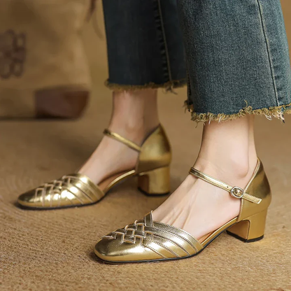 Éliane Leather Block Heels